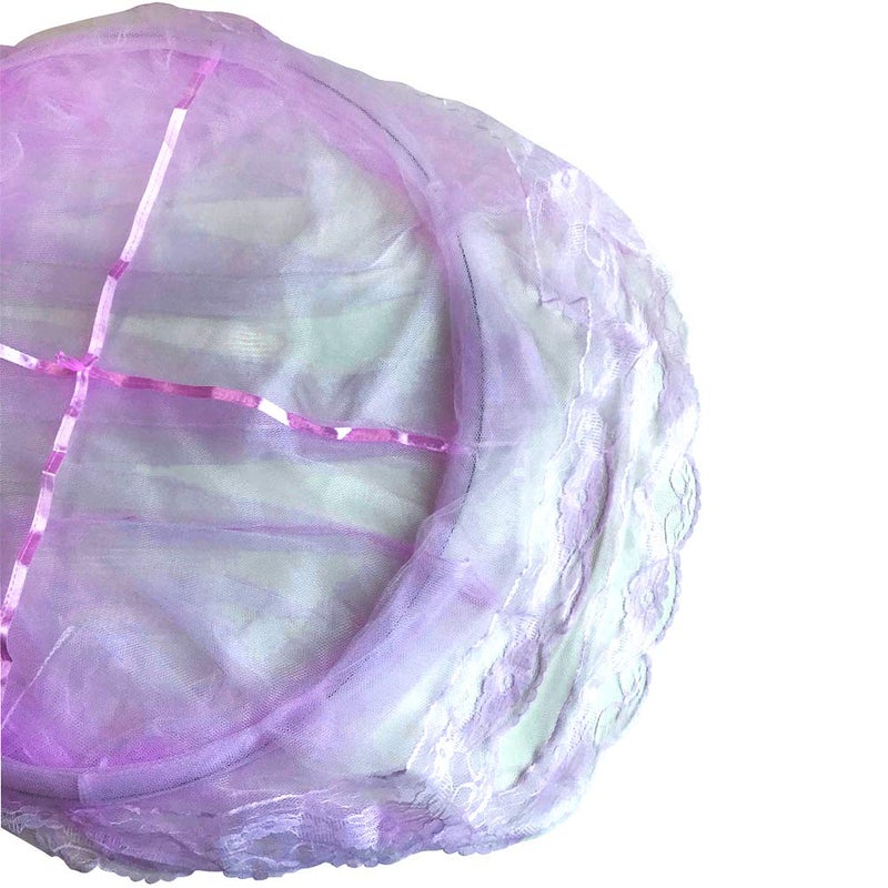 BCBYou Princess Bed Canopy Netting Mosquito Net Round Lace Dome for Twin Full and Queen Size Beds Crib with Jumbo Swag Hook (Purple) - Image 3